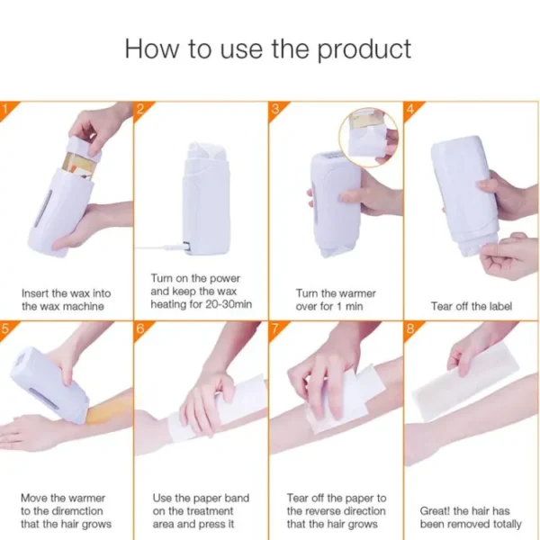 Roll On Wax Depilatory Heater Waxing Hot Cartridge Hair Removal Roller Portable Epilator - Image 5