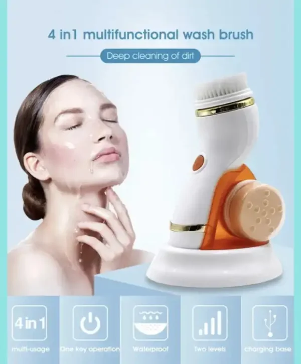 Cnaier 4 in 1 Electric Cleanser | Facial Cleansing Brush & Massager - Face Brush Set | Electric Rotating Face Scrubber for Deep Cleaning, Exfoliating, Blackhead Removing AE-8286 - Image 4