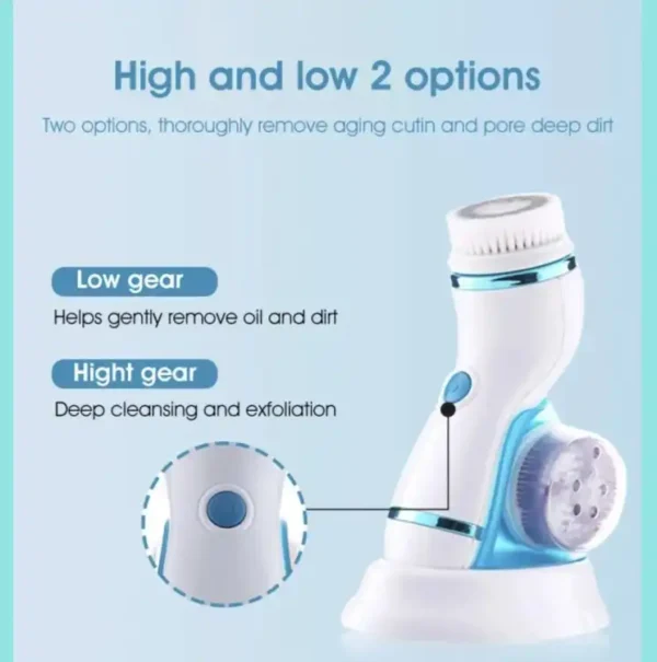 Cnaier 4 in 1 Electric Cleanser | Facial Cleansing Brush & Massager - Face Brush Set | Electric Rotating Face Scrubber for Deep Cleaning, Exfoliating, Blackhead Removing AE-8286 - Image 5