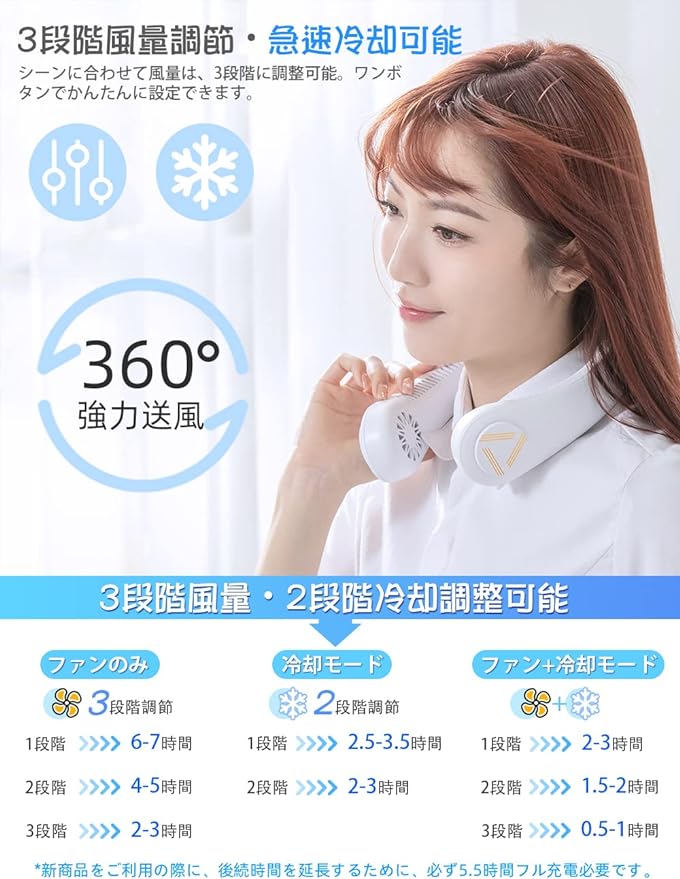 Neck Fan Personal Air Cooler 3 Speed Hand Free Neck Fan(random color ) - Image 9