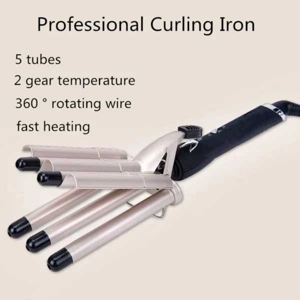 MO-6003  hair curler Professional Hair Straightener for Curly and Wavy Hair 5 Tubes - Image 6