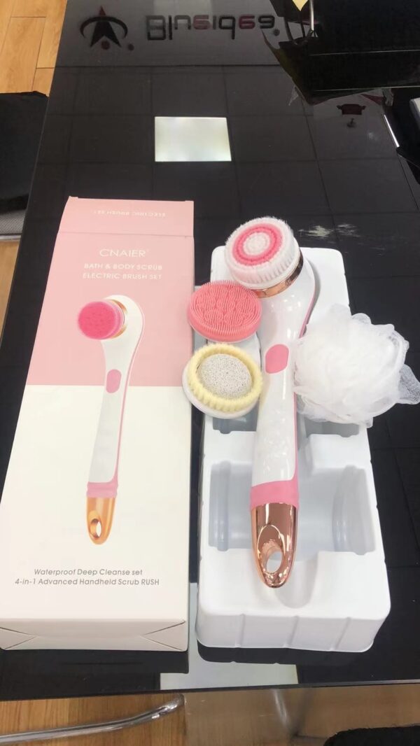 CNAIER Bath and Body Scrub Electric Brush Set - Rechargeable 4 in 1 (Random Color) - Image 6