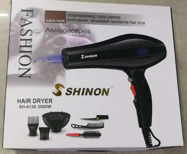 (black )Shinon Hair Dryers Salon Home Used Professional Blow Hair Dryer With  complete accessories - Image 3