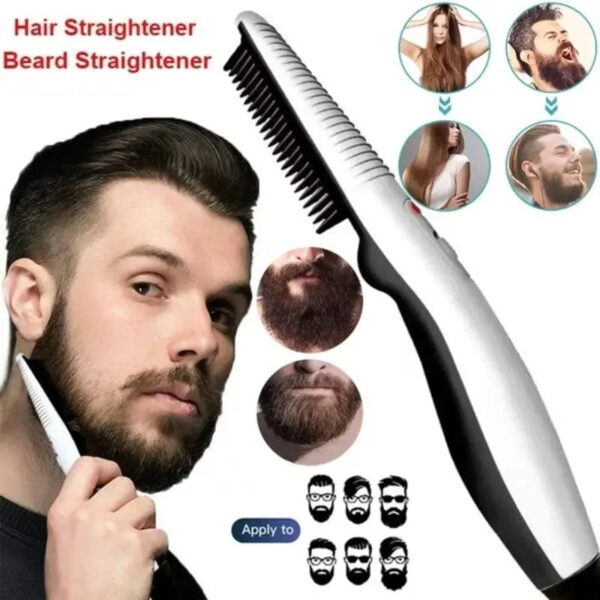 Rechargeable Hair Curler Beard Shawl Comb Multi functional Hair Straightener Comb Brush - Imported