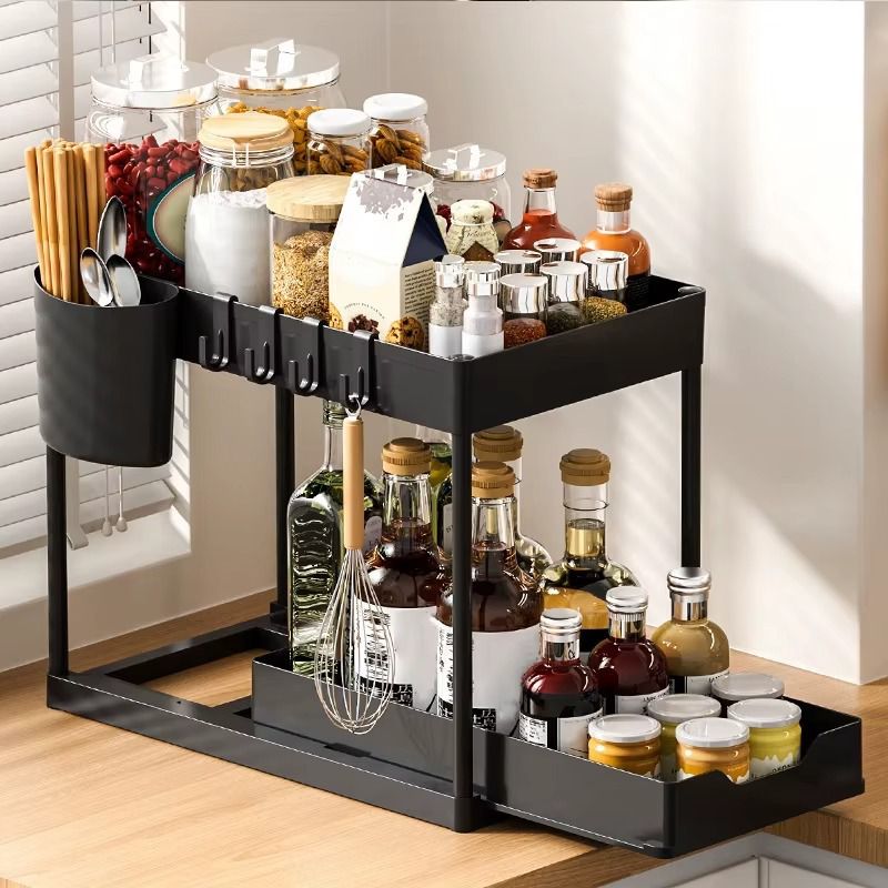 2 Tier Under Sink Organizer Sliding Cabinet - Image 2