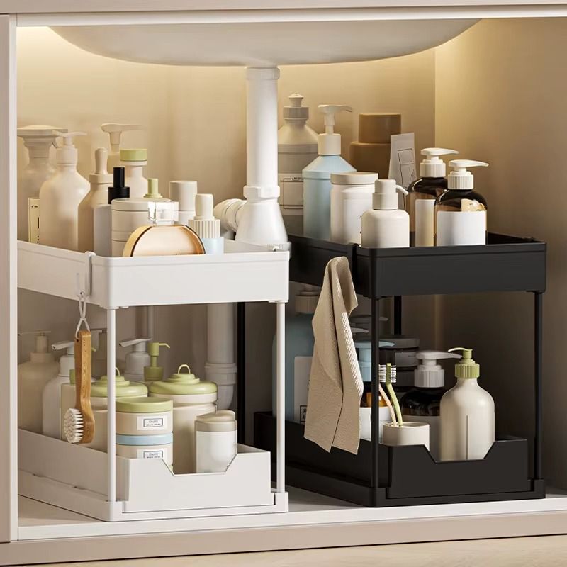 2 Tier Under Sink Organizer Sliding Cabinet - Image 5