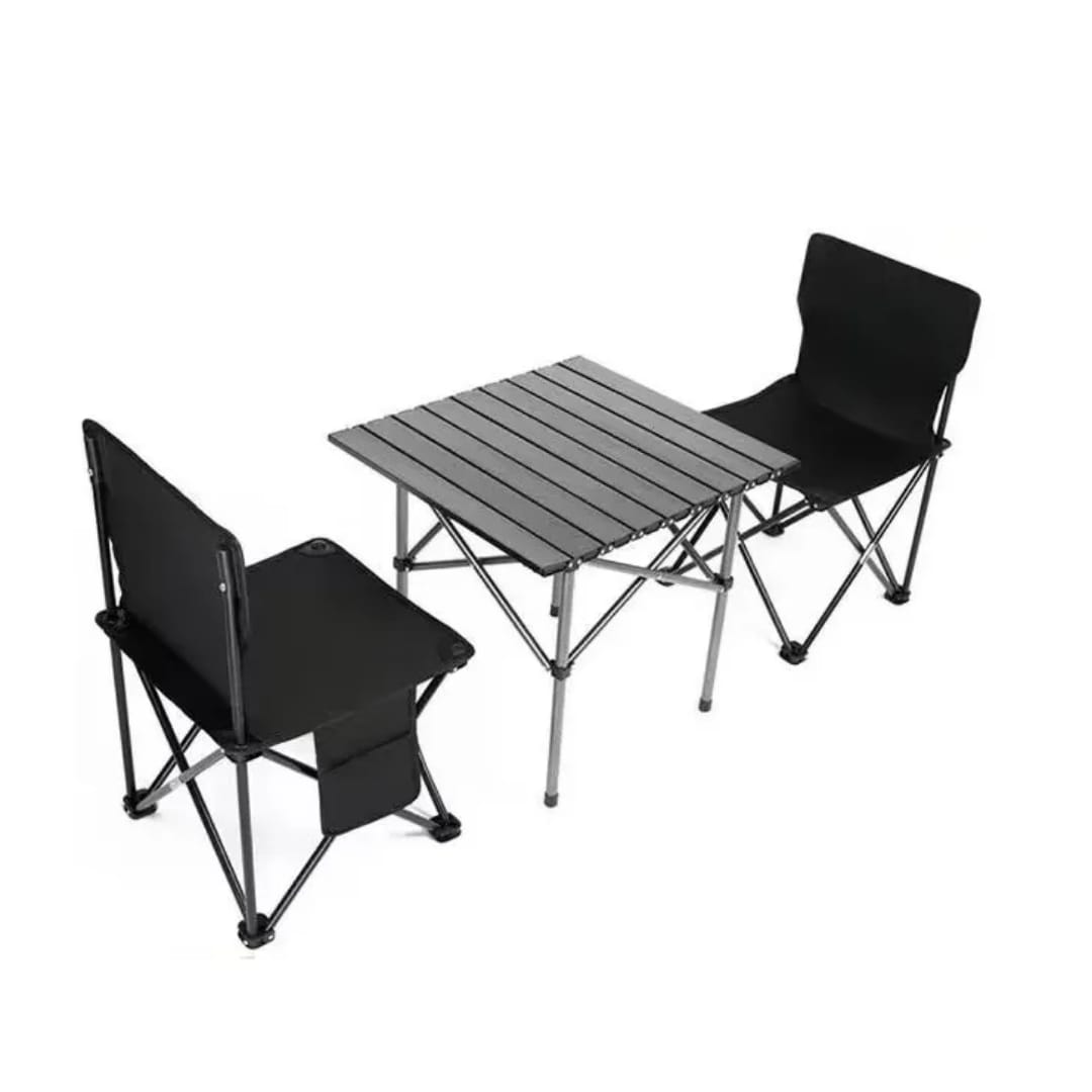 "Foldable Table and Chairs Set Made of Steel 1 Table 2 Chair" - Image 3