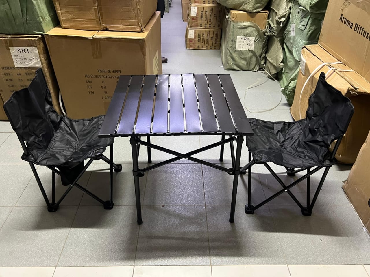 "Foldable Table and Chairs Set Made of Steel 1 Table 2 Chair" - Image 5