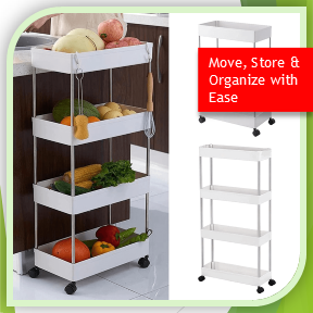 4-Tier Rolling Storage Cart Organizer Rack