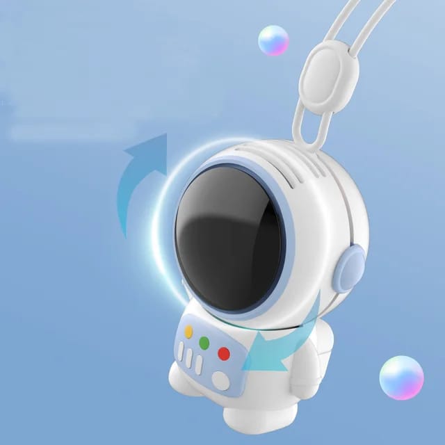 USB Mini Handheld & Neck Fan, Cute Astronaut Leafless Design - Image 3