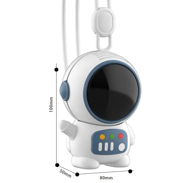 USB Mini Handheld & Neck Fan, Cute Astronaut Leafless Design - Image 4