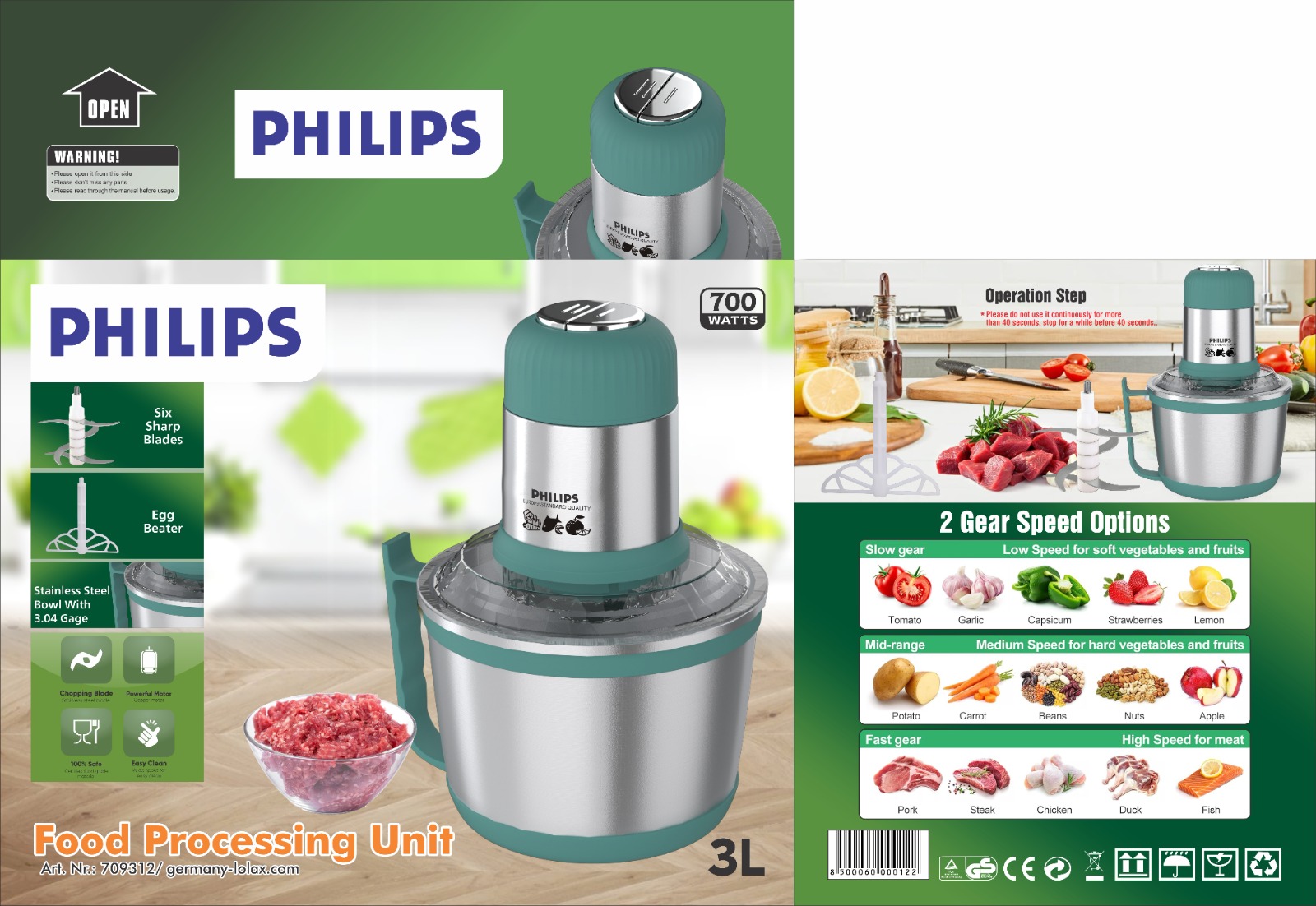 6-Blade 3L Electric Meat Grinder | 3-in-1 Multi-Function - Image 4