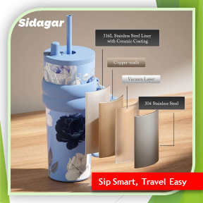 720ml Stainless Steel Insulated Tumbler with Lid & Straw  Caption: