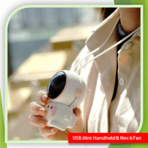 USB Mini Handheld & Neck Fan, Cute Astronaut Leafless Design