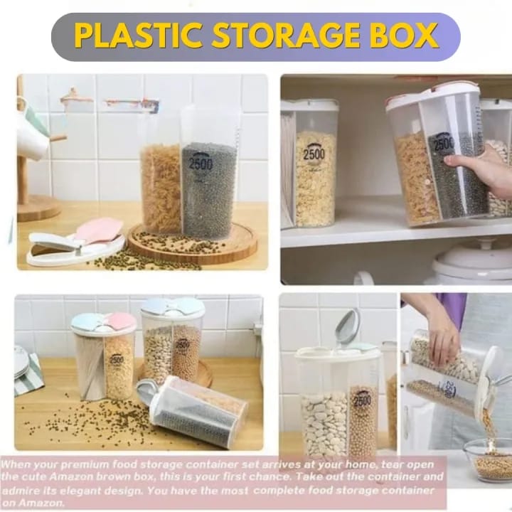 2-Section 2.5L Plastic Storage Container for Dry Food - Image 3