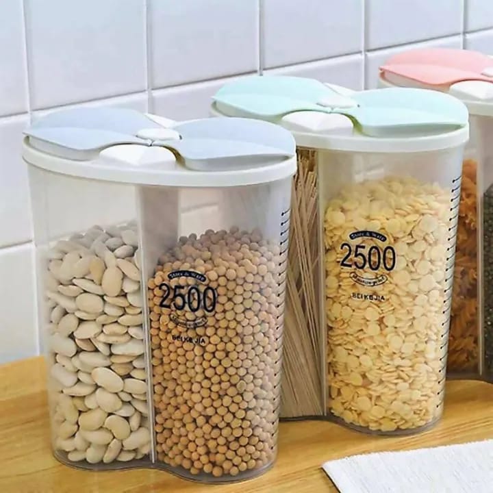 2-Section 2.5L Plastic Storage Container for Dry Food - Image 5