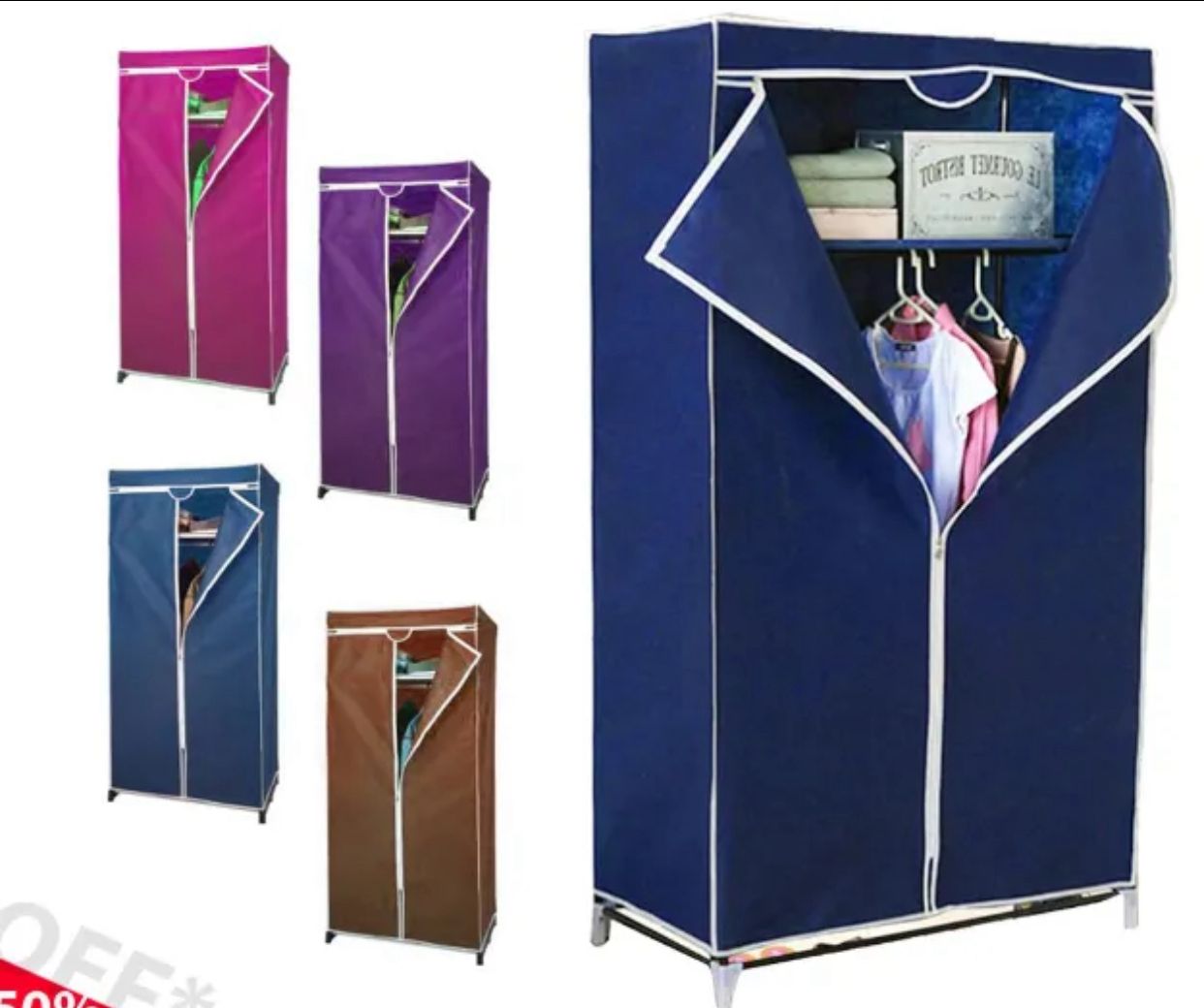Foldable Fabric Storage Wardrobe | Movable Collapsible Closet (68×45×155cm) - Image 4
