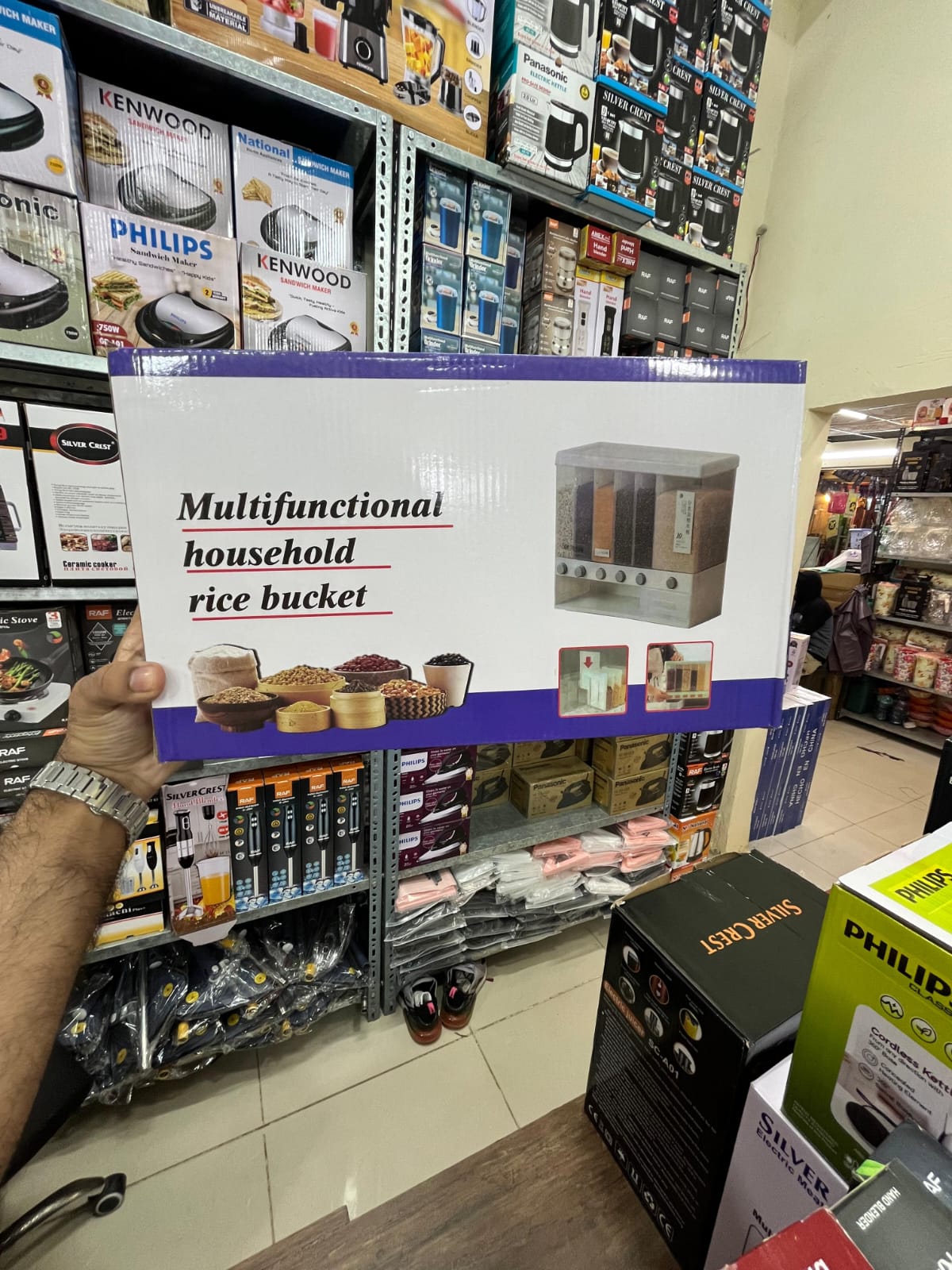 Wall-Mounted Cereal Dispenser Box | Partitioned Grain Storage Container - Image 2