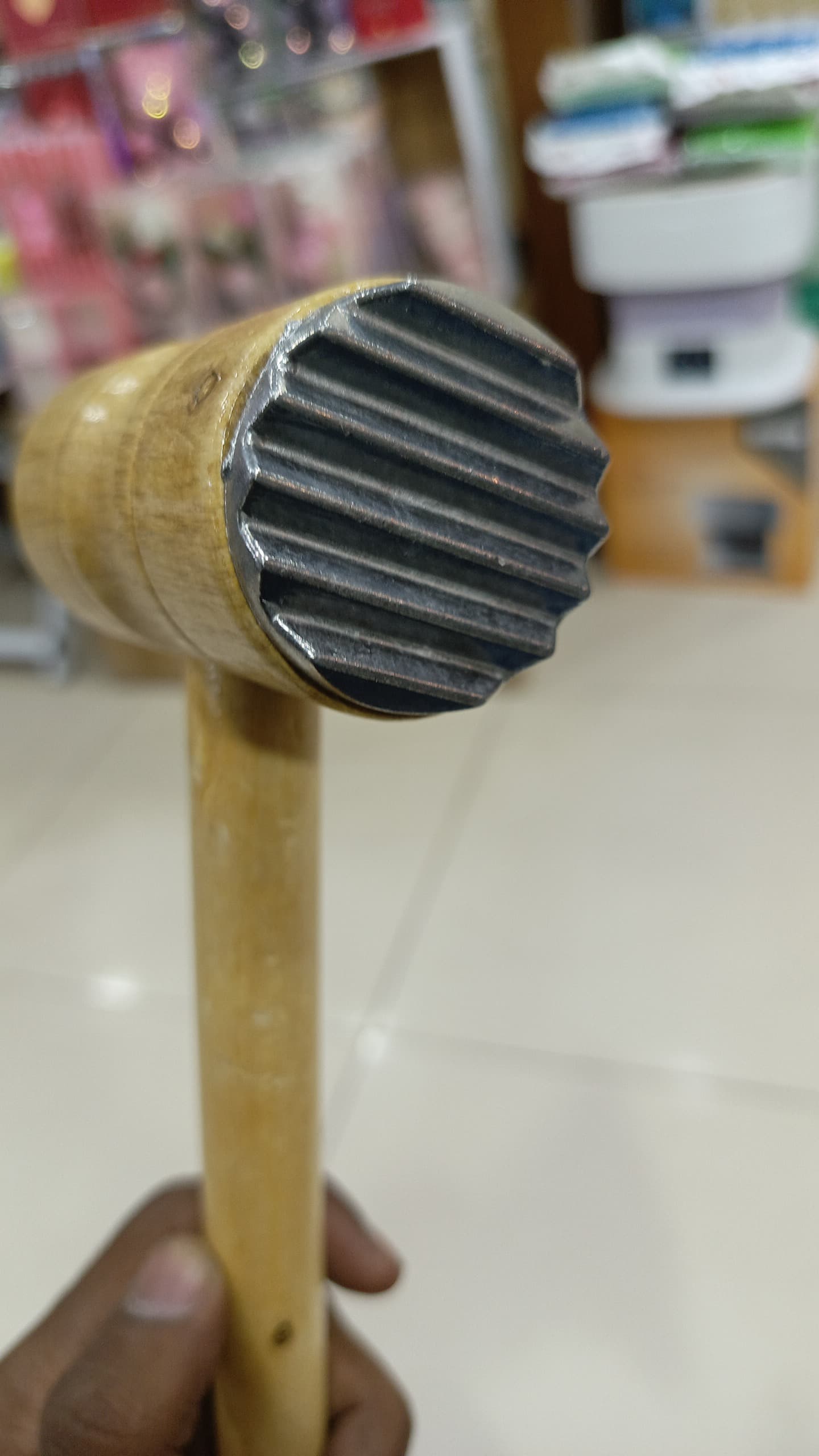 Double-Sided Meat Tenderizer Hammer with Wooden Handle - Image 3