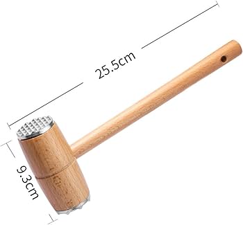 Double-Sided Meat Tenderizer Hammer with Wooden Handle - Image 5