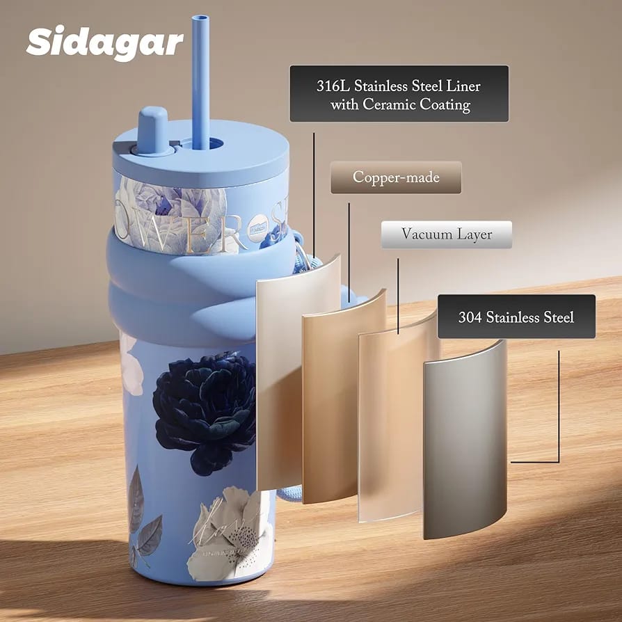 720ml Stainless Steel Insulated Tumbler with Lid & Straw Caption: - Image 4