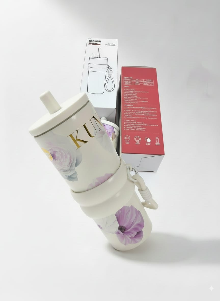 720ml Stainless Steel Insulated Tumbler with Lid & Straw Caption: - Image 7