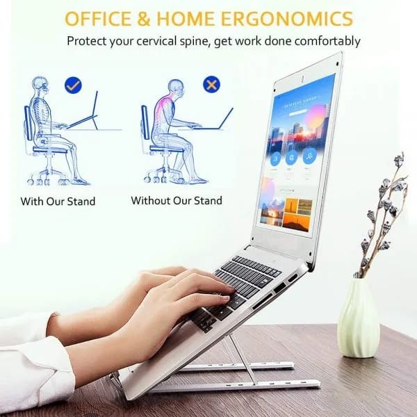 Foldable Aluminum Laptop Stand | Adjustable for All Sizes (Qd) - Image 4