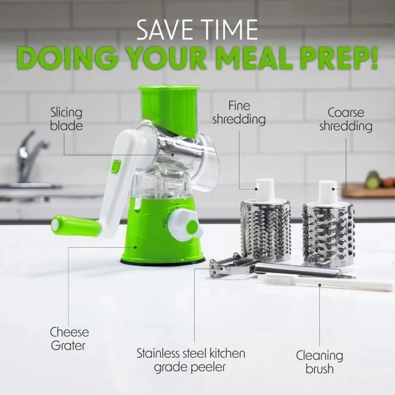 3-in-1 Rotary Vegetable Cutter & Cheese Grater Slicer (QD) - Image 3