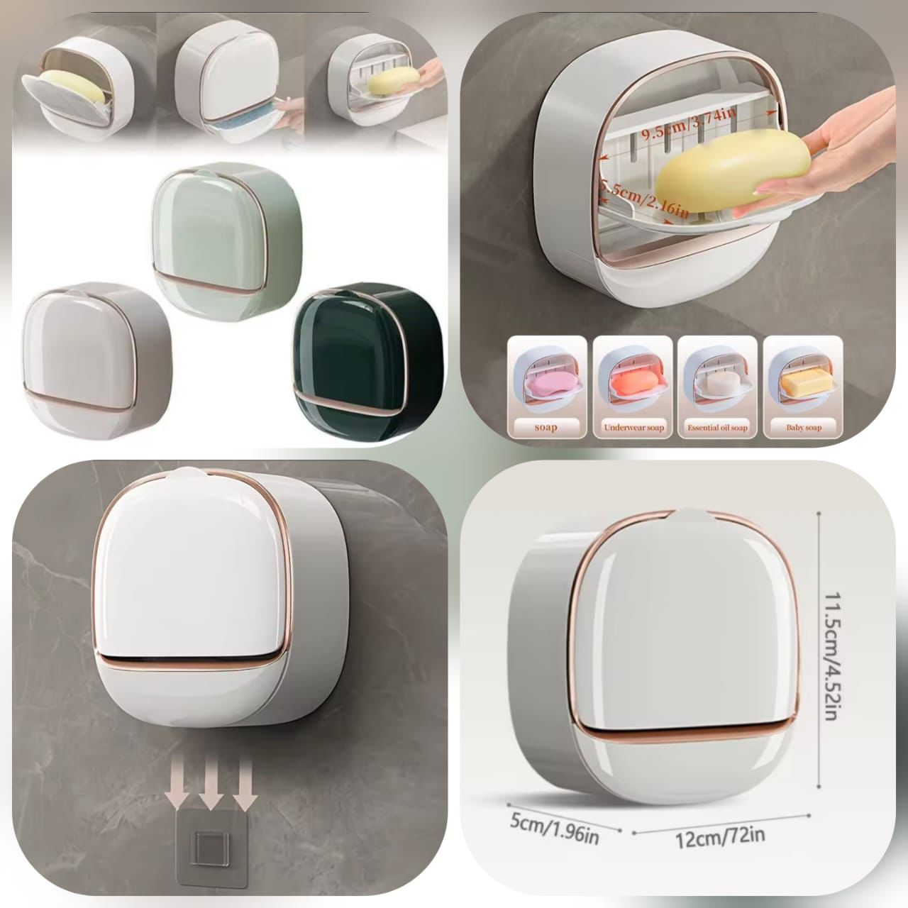 Self-Adhesive Wall-Mounted Soap Holder | Luxury Design (Random Colors) (Qd) - Image 2