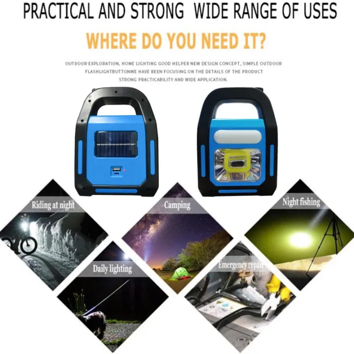 Rechargeable Solar Emergency Work Light | Portable Outdoor Lamp (Qd) - Image 3