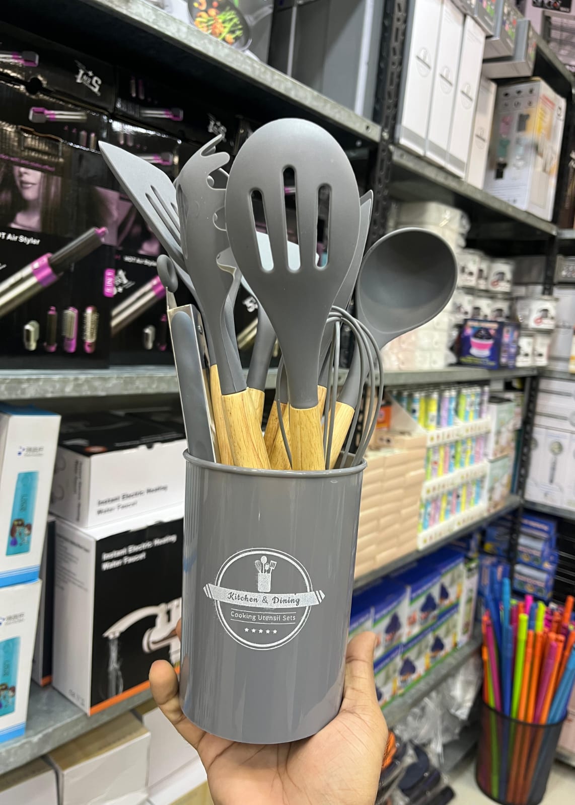 12-Piece Silicone Kitchen Utensil Set (Black & Grey) (EX) - Image 2