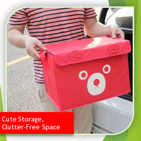 Panda Design Folding Storage Basket | Toy & Quilt Organizer (Qd)