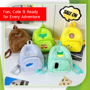 Cute Character Plush Backpack for Kids – Large Size (ASB)