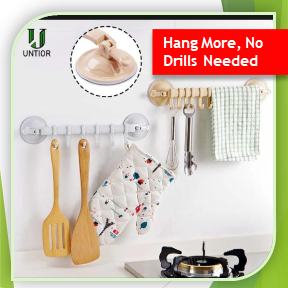 6-in-1 Wall-Mounted Suction Hook Rack | No-Trace Hanger (Random Colors) (HMW)