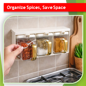 Wall-Mounted 3-Compartment Spice Storage Box | High Quality (HC)