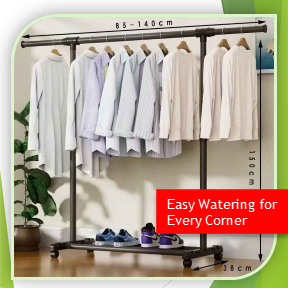 Adjustable Garment Rack with Wheels & Storage Shelf (HC)