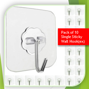 Pack of 10 Single Sticky Wall Hook (ex)