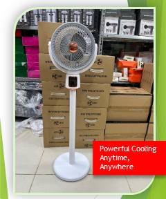 2-in-1 Rechargeable Stand Fan with 12000mAh Battery & Remote Control (ex)