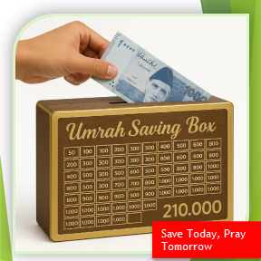 Elegant Wooden Umrah Saving Box | Islamic Money Bank (Qd)