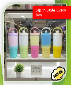 950ml Flip Straw Marble Handle Stainless Steel Tumbler (ASB)