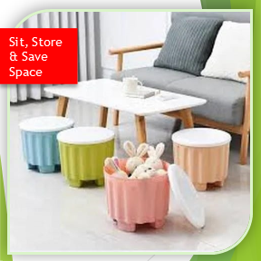 Plastic Storage Stool | Large Capacity Stackable Box (Qd)