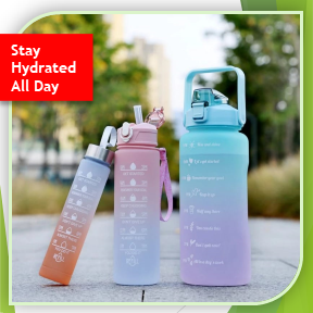 3-Piece Water Bottle Set for Gym, Office & Home (Qd)
