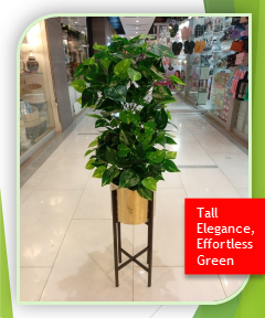Artificial Plant with Golden Stand 4ft Decorative Plant (FGT)