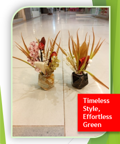 Artificial Plant with Marble Finish Pot Elegant Indoor Décor (FGT)