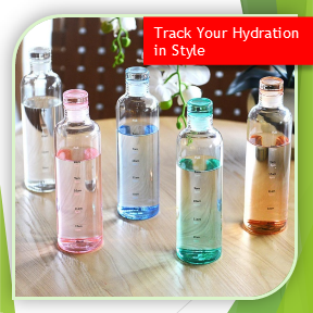 500ml Glass Water Bottle with Time Marker | Leakproof & Drop Resistant (AAT)