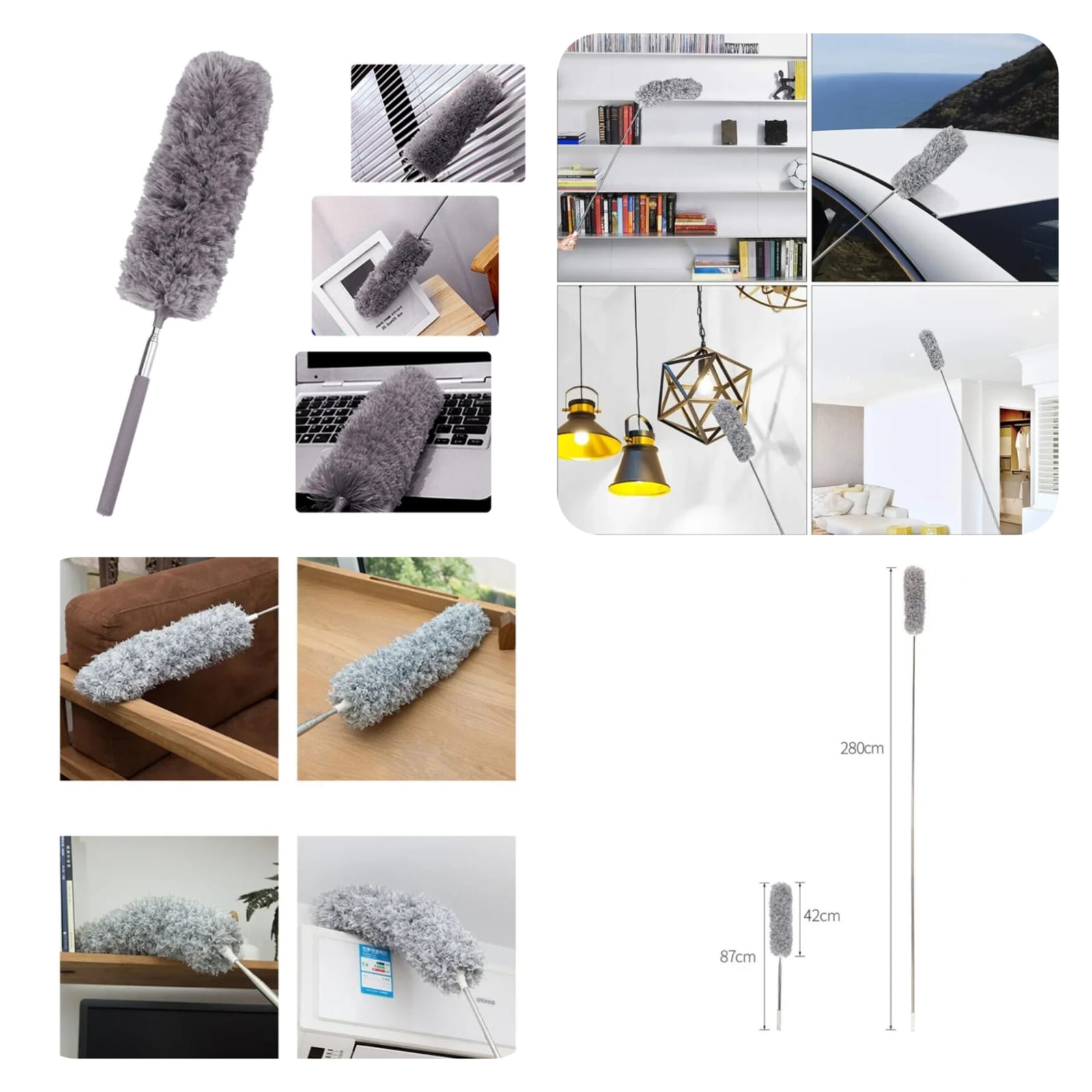 Large Microfiber Cleaning Duster (Grey) (EX) - Image 4