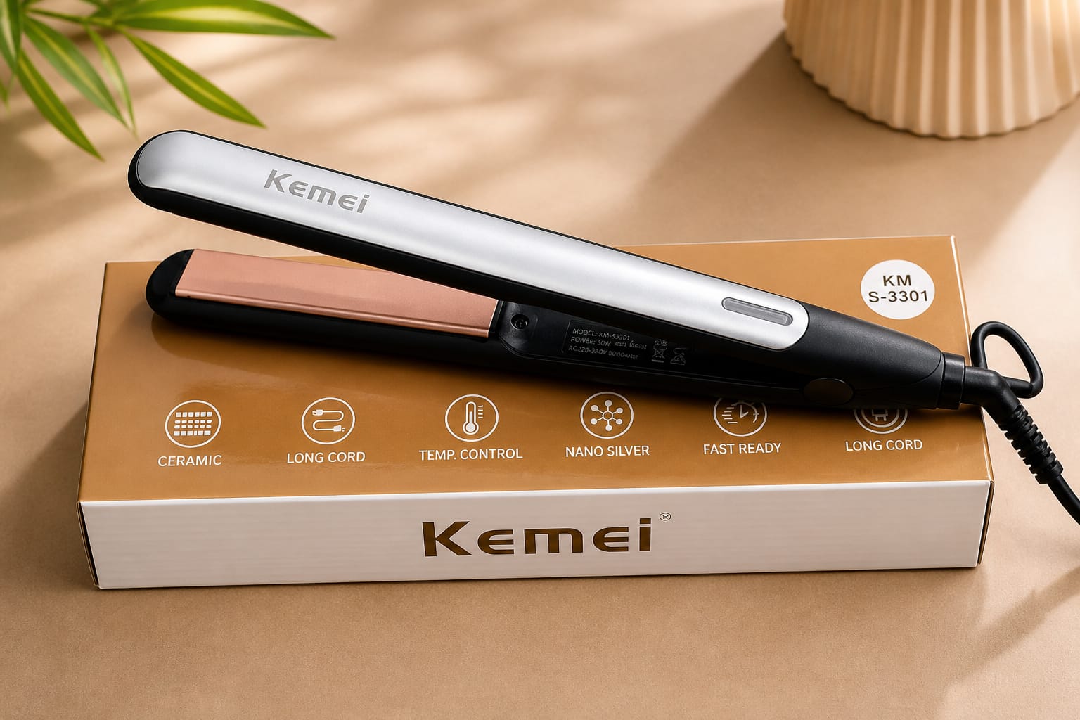 Kemei KM-S3301 Hair Straightener | Professional Styling Tool - Image 3