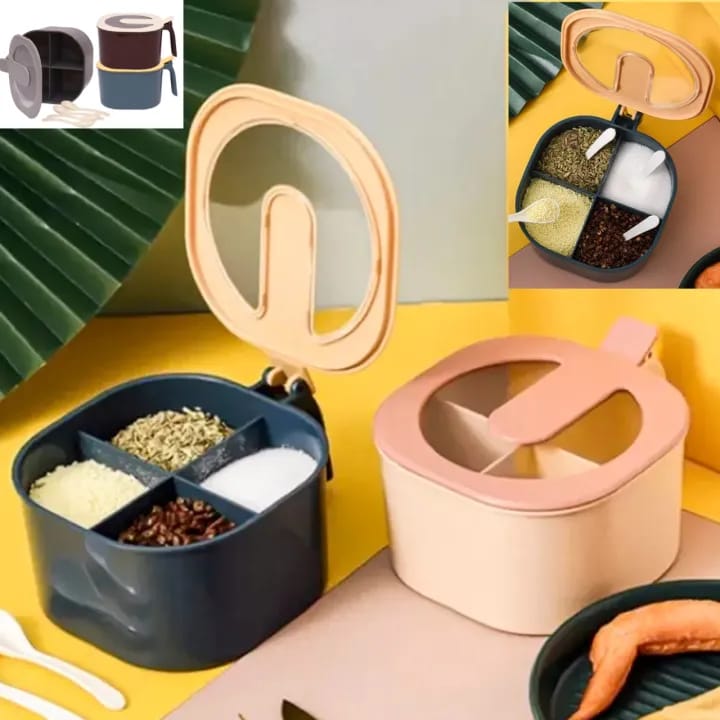 4-Grid Spice Box Organizer | Masala Storage Container - Image 2