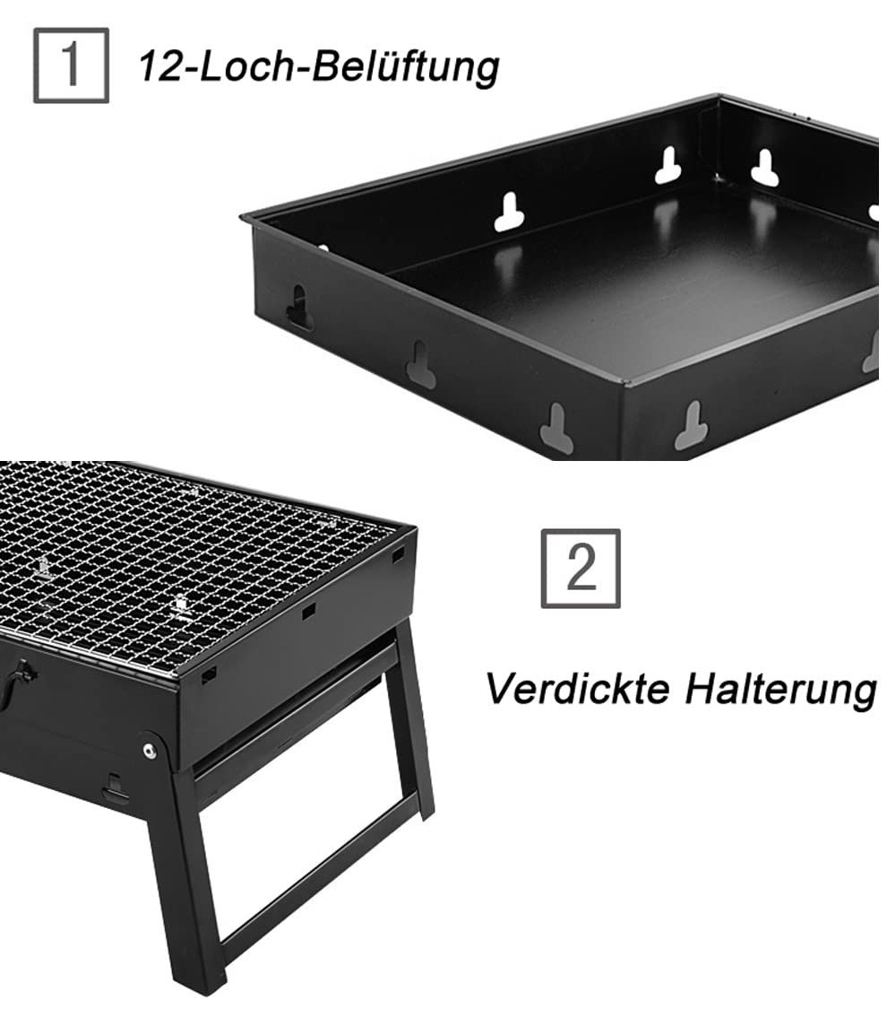 Portable Folding Charcoal BBQ Grill for Outdoor Camping & Picnic (Alf) - Image 2