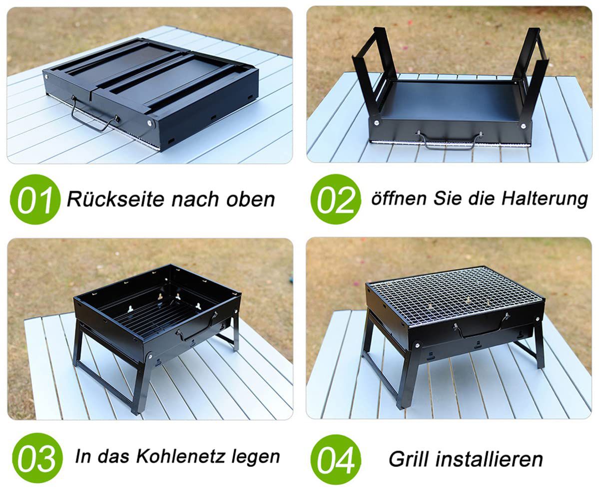 Portable Folding Charcoal BBQ Grill for Outdoor Camping & Picnic (Alf) - Image 3